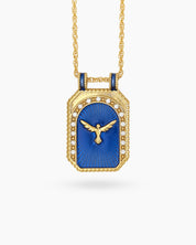 A keepsake-style necklace with a sculpted Brick Red Evil Eye pendant and sunbeam detailing on a twisted chain