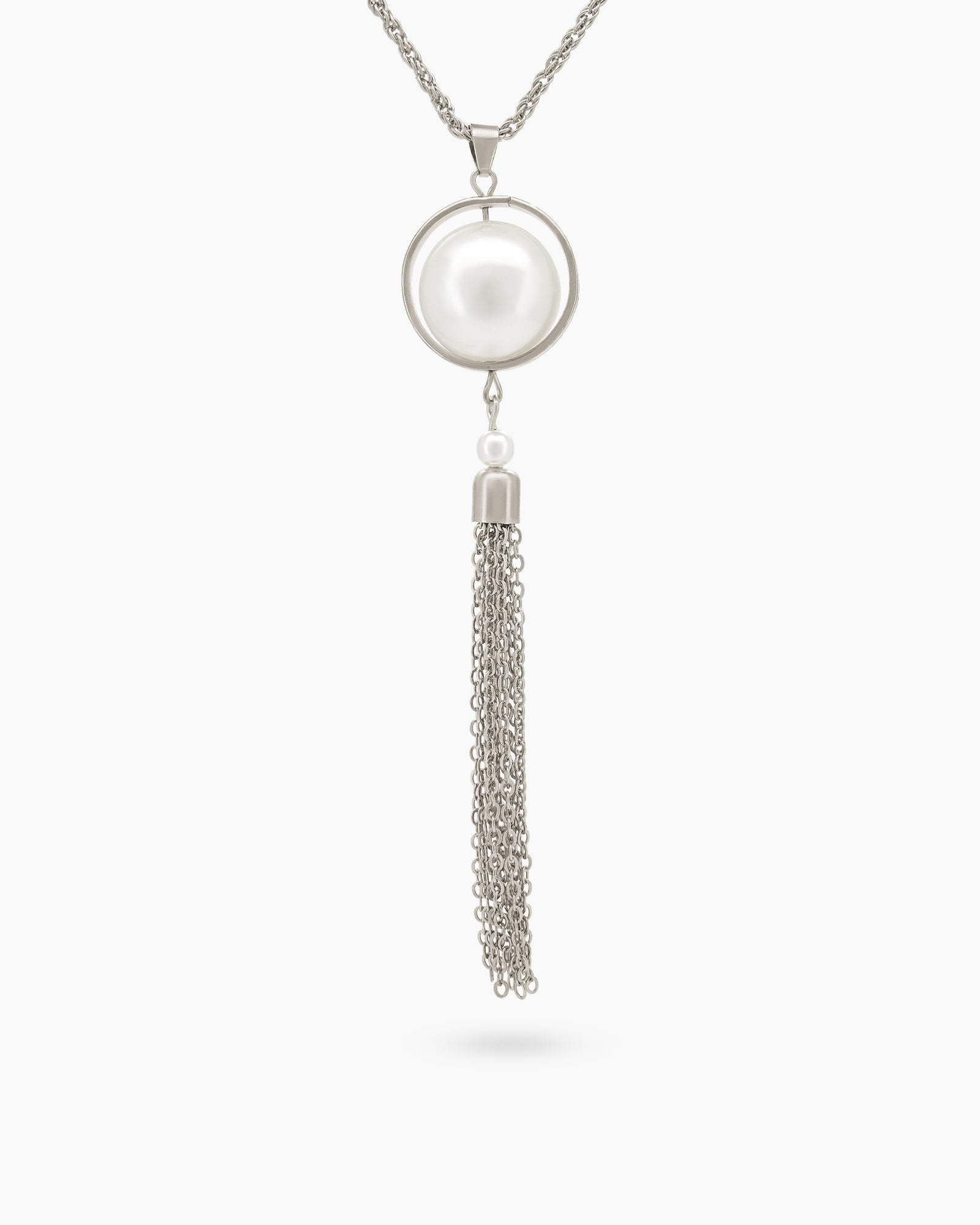 Wanda Sphere Tassel Silver Necklace