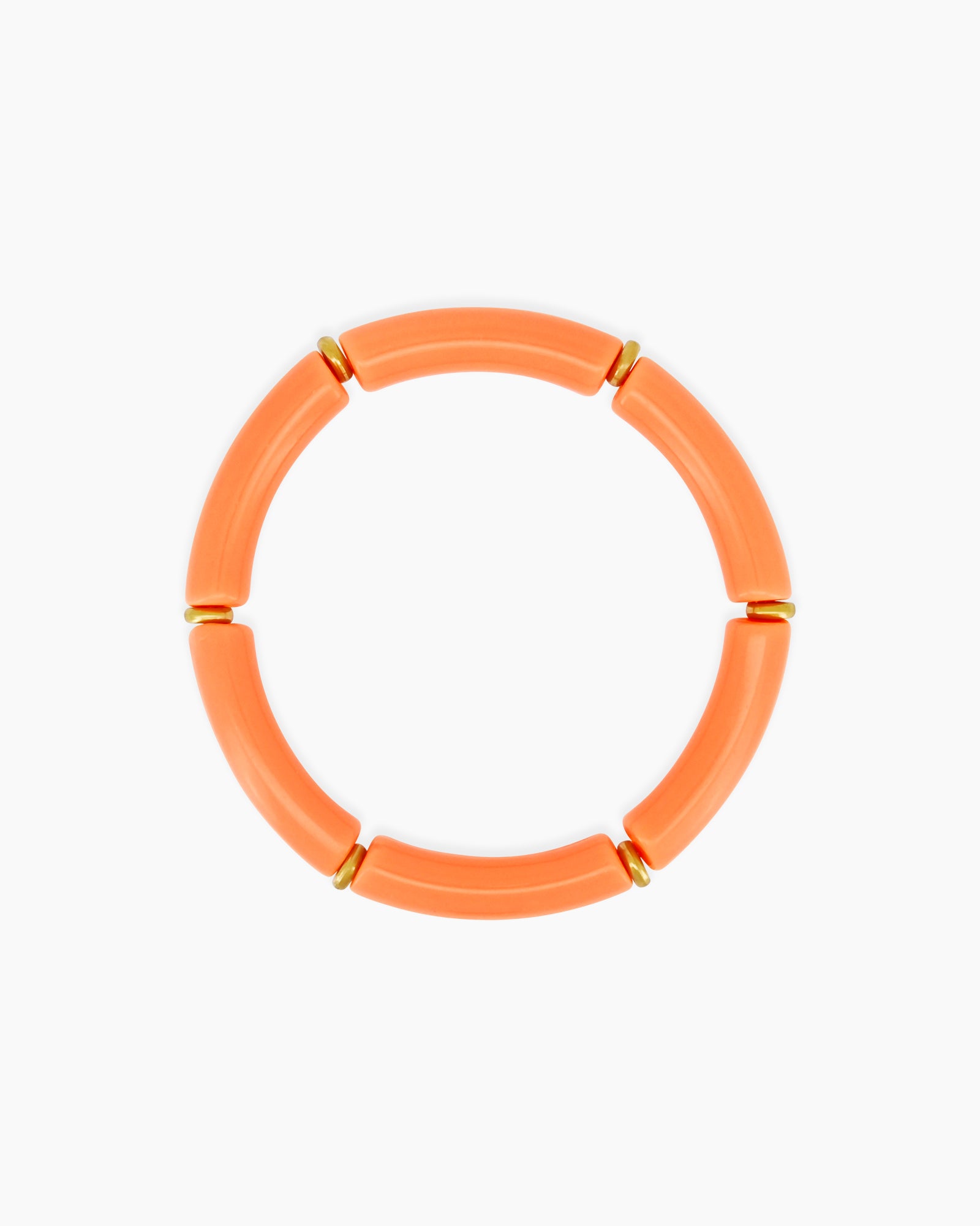 A playful coral bangle with smooth, curved acrylic segments and delicate golden connectors