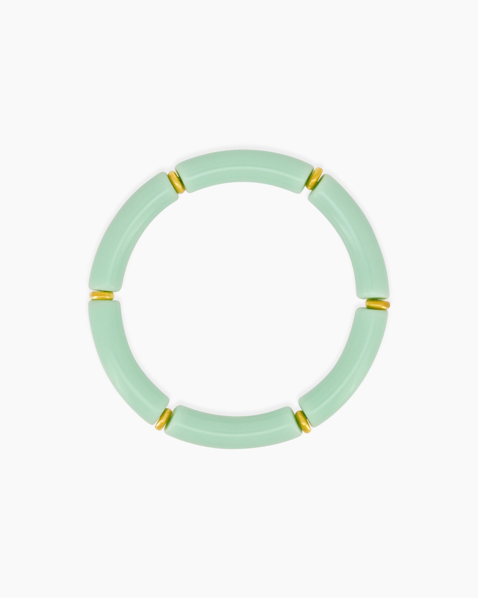 A playful ocean bangle with smooth, curved acrylic segments and delicate golden connectors