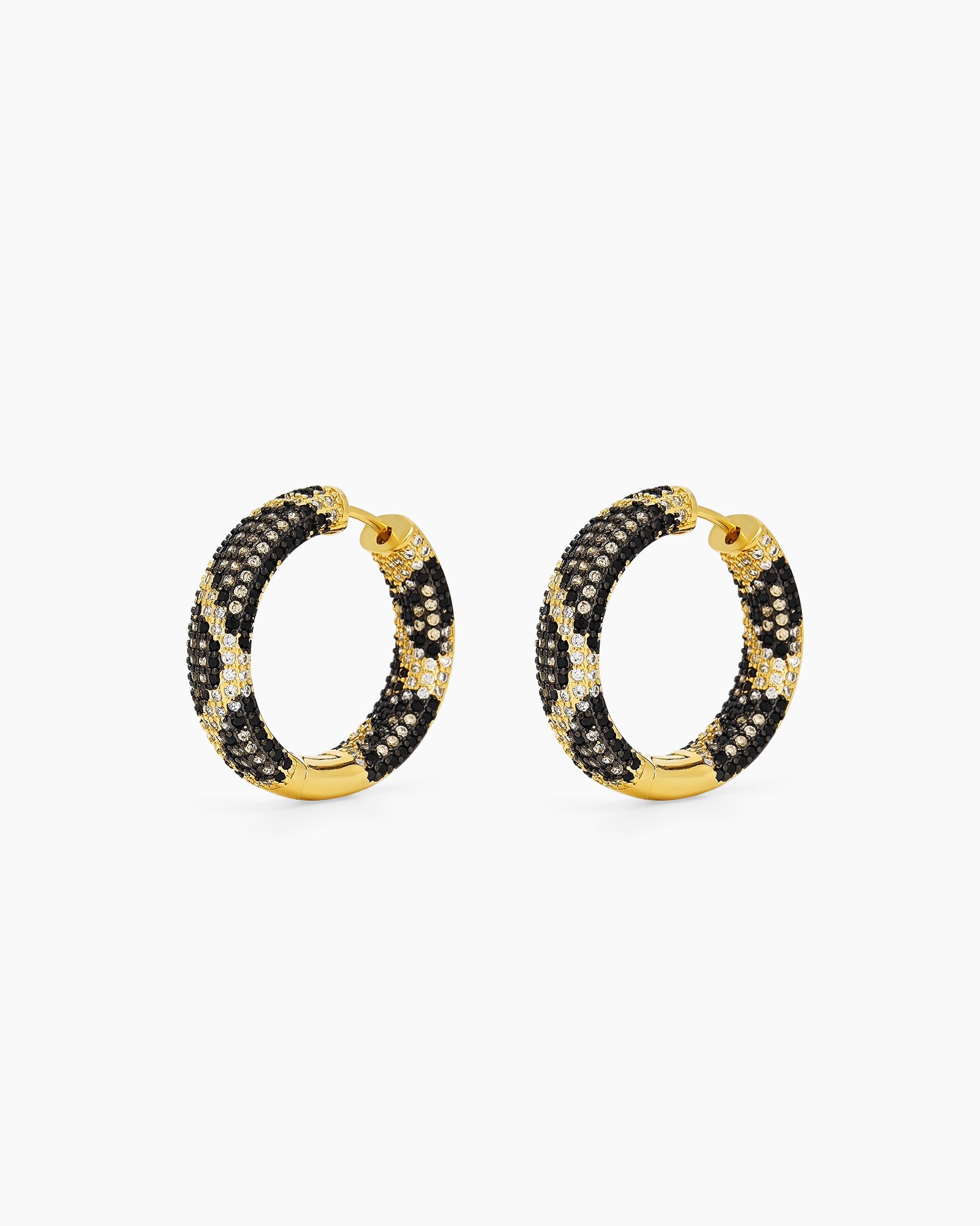 Gold-tone chunky hoops with a striking leopard-print pattern crafted from pavé-set zircons