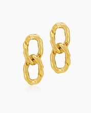 Glamorous silver earrings with oversized interlocking links and a high-shine, mirror-like finish