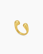 An adjustable ring with smooth teardrop ends and an open silhouette for a timeless, elegant look