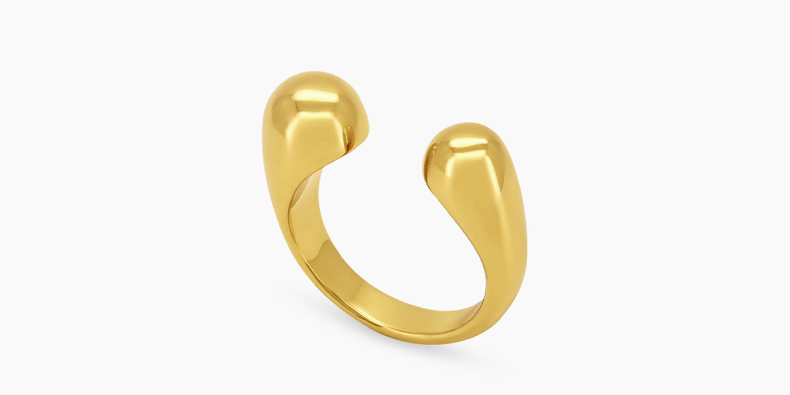 An adjustable ring with smooth teardrop ends and an open silhouette for a timeless, elegant look
