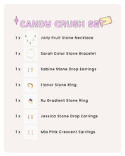 A set of candy-colored gems, sparkling fruit charms, and dreamy jewels designed for fun
