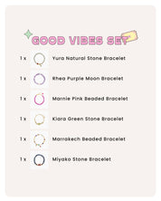 A versatile set of six distinct stone and beaded bracelets, creating a complete bracelet wardrobe