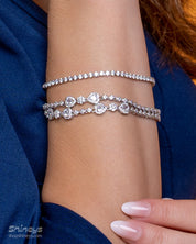 The Pippa Heart Stone Bracelet styled with the Eva 2.5mm Tennis Bracelet