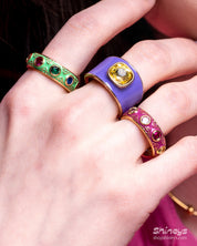 The Tangier Colored Enamel Ring and the Gala Statement Cocktail Ring