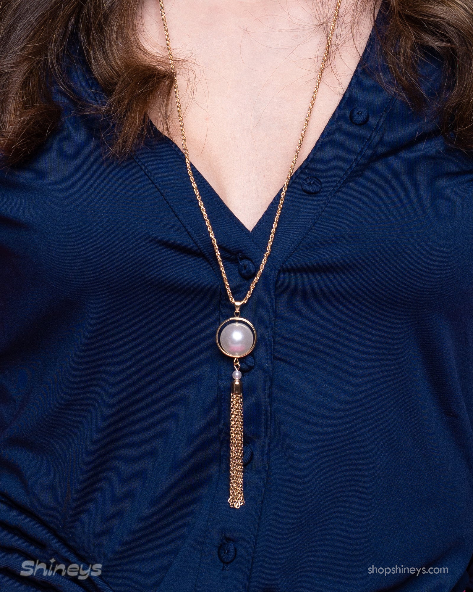 Wanda Sphere Tassel Gold Necklace